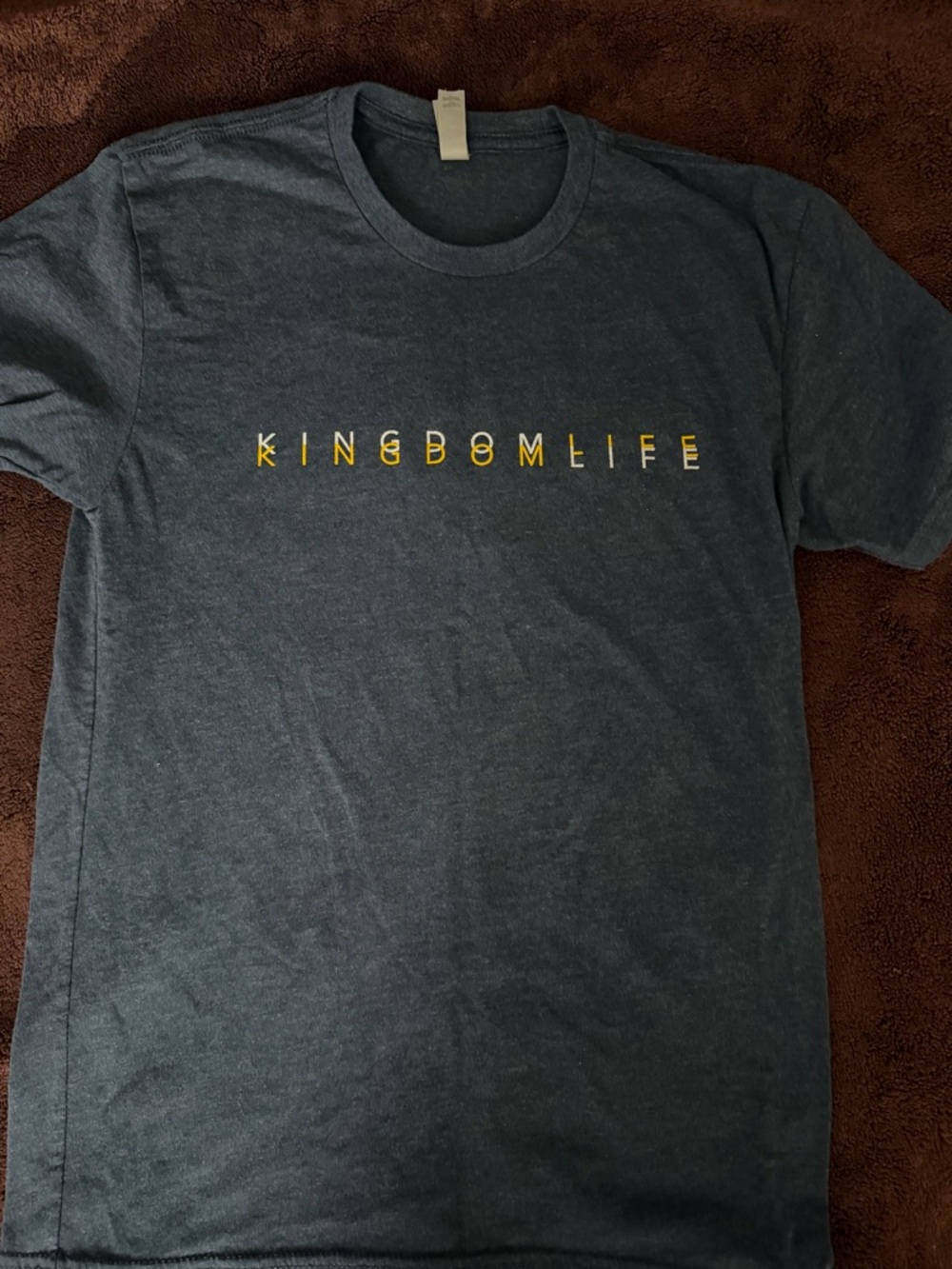 Next Level Apparel Navy Graphic Tee with Yellow Accent